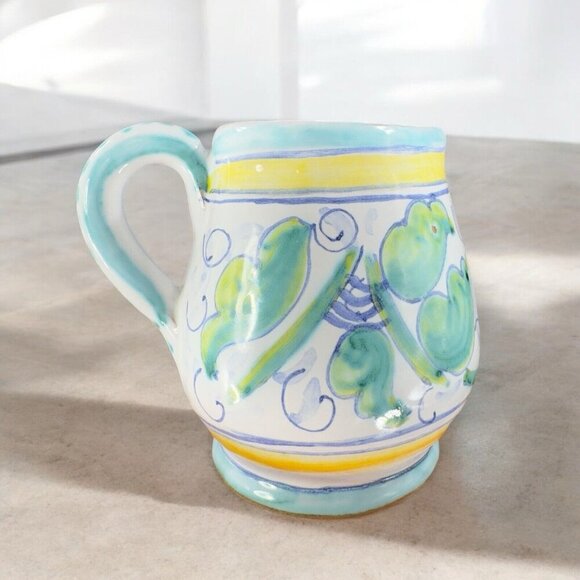 Hand Painted Italian Tuscan Pottery Small Pitcher Creamer Hand Crafted Italy VTG - Picture 1 of 15